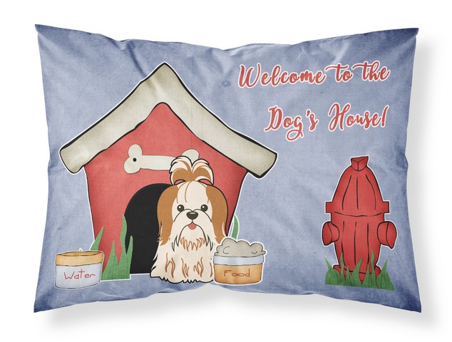 Dog House Collection Shih Tzu Red White Fabric Standard Pillowcase