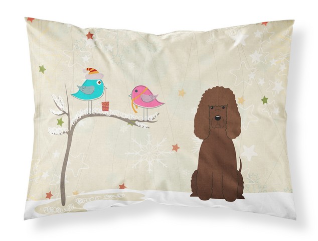 BB2535PILLOWCASE Christmas Presents Between Friends Irish Water Spaniel Fabric Standard Pillowcase, 20.5 x 0.25 x 30 in.