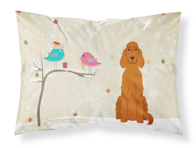 BB2536PILLOWCASE Christmas Presents Between Friends Irish Setter Fabric Standard Pillowcase, 20.5 x 0.25 x 30 in.