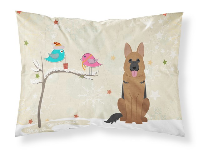 Christmas Presents Between Friends German Shepherd Fabric Standard Pillowcase