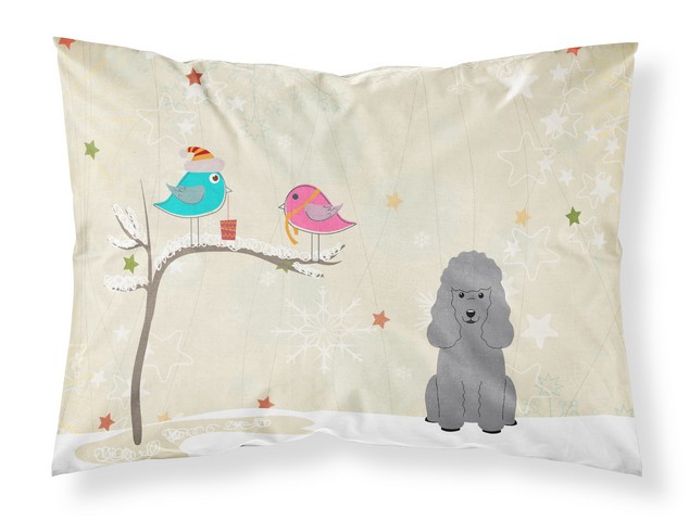 Christmas Presents Between Friends Poodle Silver Fabric Standard Pillowcase