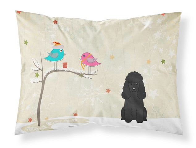 BB2543PILLOWCASE Christmas Presents Between Friends Poodle Black Fabric Standard Pillowcase, 20.5 x 0.25 x 30 in.