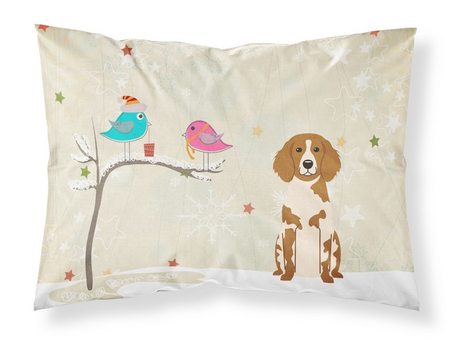 BB2544PILLOWCASE Christmas Presents Between Friends Brittany Spaniel Fabric Standard Pillowcase, 20.5 x 0.25 x 30 in.