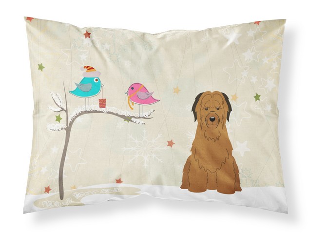 Christmas Presents Between Friends Briard Brown Fabric Standard Pillowcase