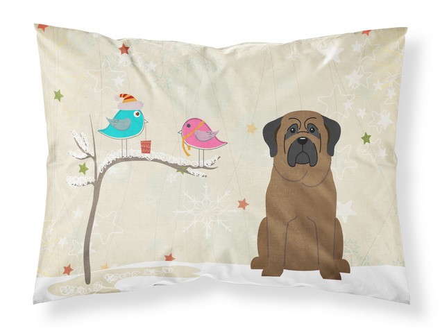 Christmas Presents Between Friends Bullmastiff Fabric Standard Pillowcase