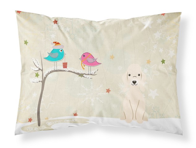 Picture of Carolines Treasures BB2563PILLOWCASE Christmas Presents Between Friends Bedlington Terrier Sandy Fabric Standard Pillowcase, 20.5 x 0.25 x 30 in.
