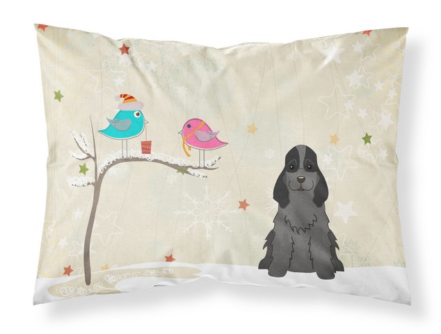 Christmas Presents Between Friends Cocker Spaniel Black Fabric Standard Pillowcase, 20.5 x 0.25 x 30 in.