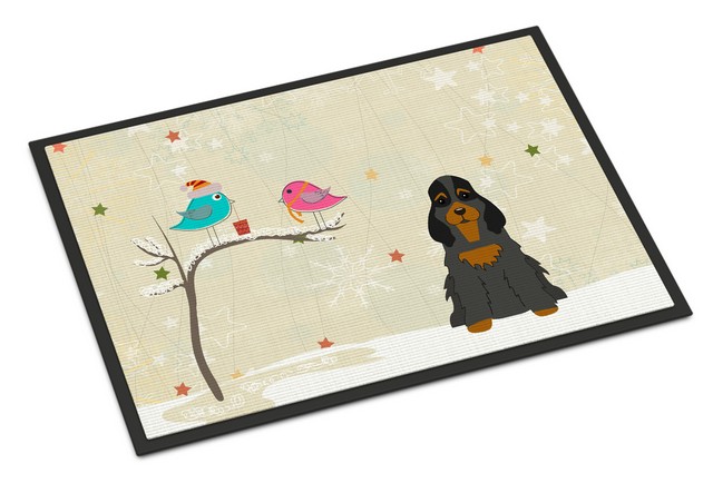 BB2565MAT Christmas Presents Between Friends Cocker Spaniel Black Tan Indoor or Outdoor Mat, 18 x 0.25 x 27 in.