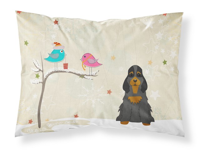 BB2565PILLOWCASE Christmas Presents Between Friends Cocker Spaniel Black Tan Fabric Standard Pillowcase, 20.5 x 0.25 x 30 in.