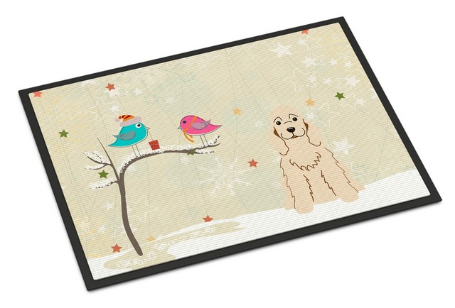 BB2566MAT Christmas Presents Between Friends Cocker Spaniel Buff Indoor or Outdoor Mat, 18 x 0.25 x 27 in.
