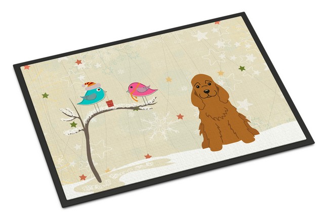 BB2567JMAT Christmas Presents Between Friends Cocker Spaniel Red Indoor or Outdoor Mat, 24 x 0.25 x 36 in.