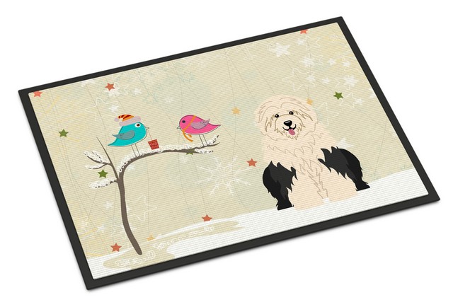 BB2568JMAT Christmas Presents Between Friends Old English Sheepdog Indoor or Outdoor Mat, 24 x 0.25 x 36 in.