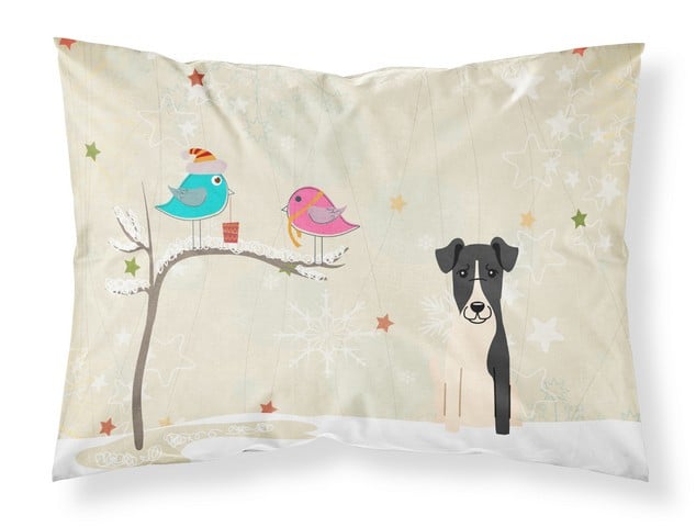BB2570PILLOWCASE Christmas Presents Between Friends Smooth Fox Terrier Fabric Standard Pillowcase, 20.5 x 0.25 x 30 in.