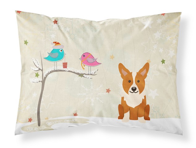 BB2572PILLOWCASE Christmas Presents Between Friends Corgi Fabric Standard Pillowcase, 20.5 x 0.25 x 30 in.