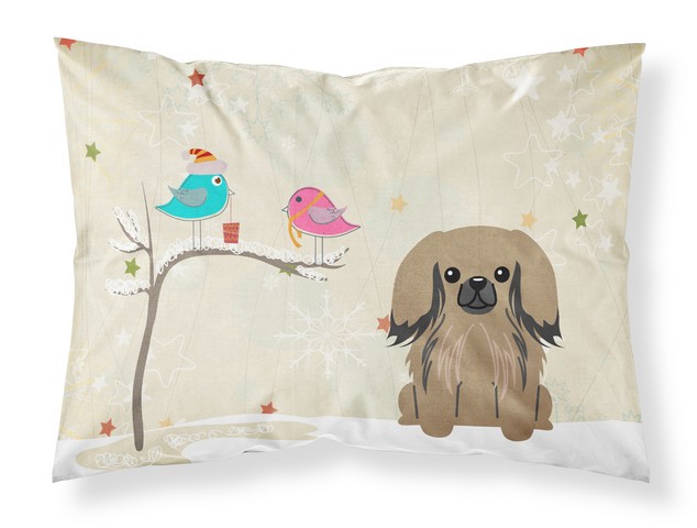 Christmas Presents Between Friends Pekingnese Tan Fabric Standard Pillowcase