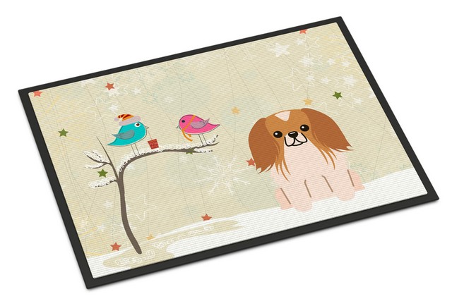 BB2575MAT Christmas Presents Between Friends Pekingnese Red White Indoor or Outdoor Mat, 18 x 0.25 x 27 in.