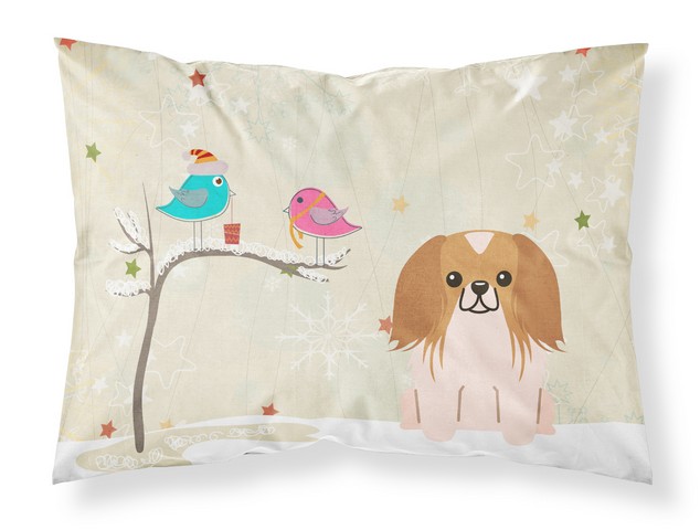 BB2575PILLOWCASE Christmas Presents Between Friends Pekingnese Red White Fabric Standard Pillowcase, 20.5 x 0.25 x 30 in.