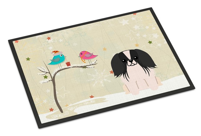 BB2577JMAT Christmas Presents Between Friends Pekingnese Black White Indoor or Outdoor Mat, 24 x 0.25 x 36 in.