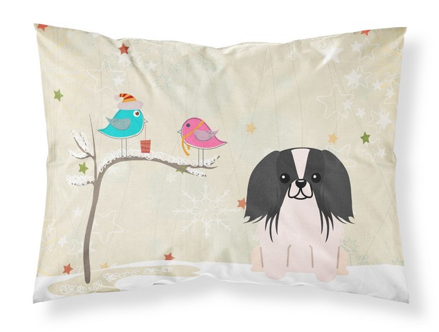 BB2577PILLOWCASE Christmas Presents Between Friends Pekingnese Black White Fabric Standard Pillowcase, 20.5 x 0.25 x 30 in.