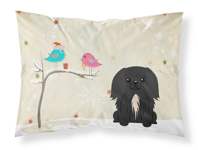 BB2579PILLOWCASE Christmas Presents Between Friends Pekingnese Black Fabric Standard Pillowcase, 20.5 x 0.25 x 30 in.