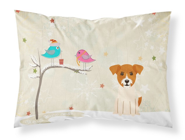 Christmas Presents Between Friends Jack Russell Terrier Fabric Standard Pillowcase - 20.5 x 0.25 x 30 in.