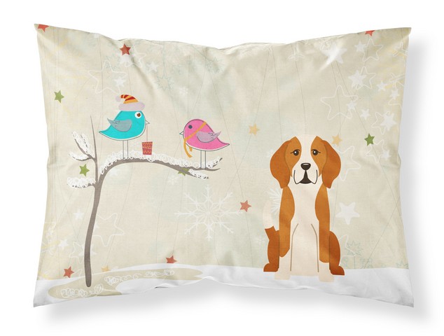 BB2582PILLOWCASE Christmas Presents Between Friends English Foxhound Fabric Standard Pillowcase, 20.5 x 0.25 x 30 in.