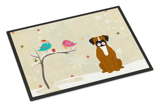 Picture of Carolines Treasures BB2588JMAT Christmas Presents Between Friends Flashy Fawn Boxer Indoor or Outdoor Mat, 24 x 0.25 x 36 in.