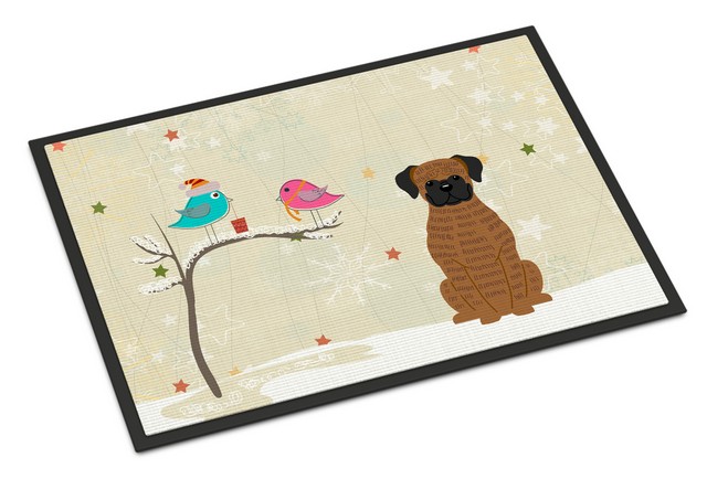 Picture of Carolines Treasures BB2589JMAT Christmas Presents Between Friends Brindle Boxer Indoor or Outdoor Mat, 24 x 0.25 x 36 in.