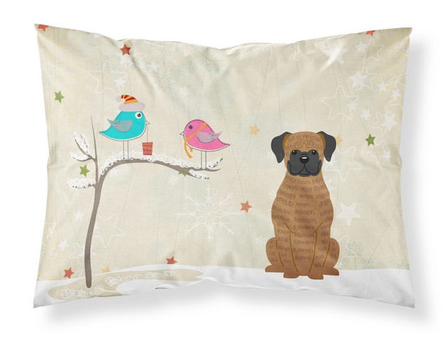 BB2589PILLOWCASE Christmas Presents Between Friends Brindle Boxer Fabric Standard Pillowcase, 20.5 x 0.25 x 30 in.