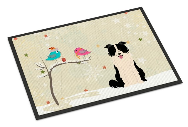 BB2590MAT Christmas Presents Between Friends Border Collie Black White Indoor or Outdoor Mat, 18 x 0.25 x 27 in.