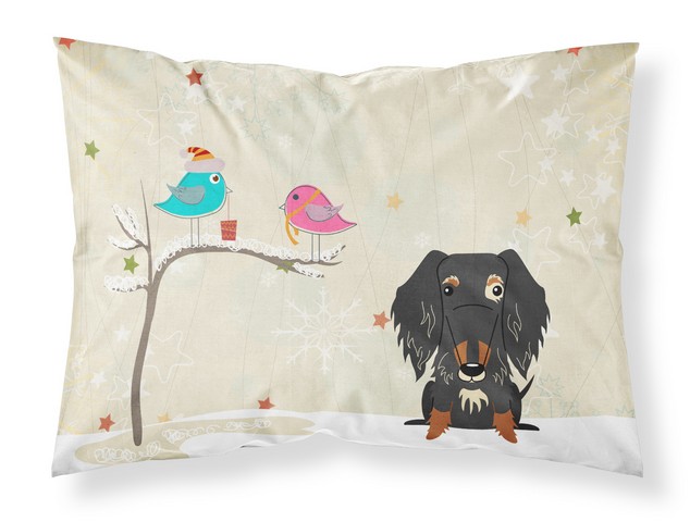 BB2600PILLOWCASE Christmas Presents Between Friends Wire Haired Dachshund Dapple Fabric Standard Pillowcase, 20.5 x 0.25 x 30 in.