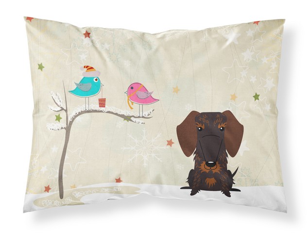BB2601PILLOWCASE Christmas Presents Between Friends Wire Haired Dachshund Chocolate Fabric Standard Pillowcase, 20.5 x 0.25 x 30 in.