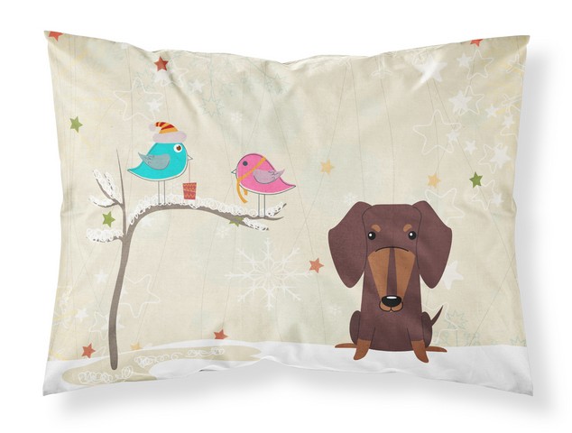 BB2603PILLOWCASE Christmas Presents Between Friends Dachshund Chocolate Fabric Standard Pillowcase, 20.5 x 0.25 x 30 in.