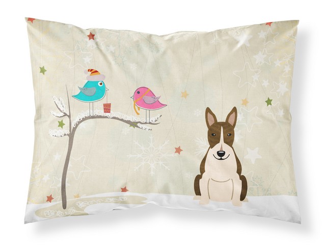 BB2608PILLOWCASE Christmas Presents Between Friends Bull Terrier Dark Brindle Fabric Standard Pillowcase, 20.5 x 0.25 x 30 in.
