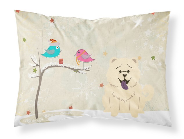 BB2612PILLOWCASE Christmas Presents Between Friends Chow Chow White Fabric Standard Pillowcase, 20.5 x 0.25 x 30 in.