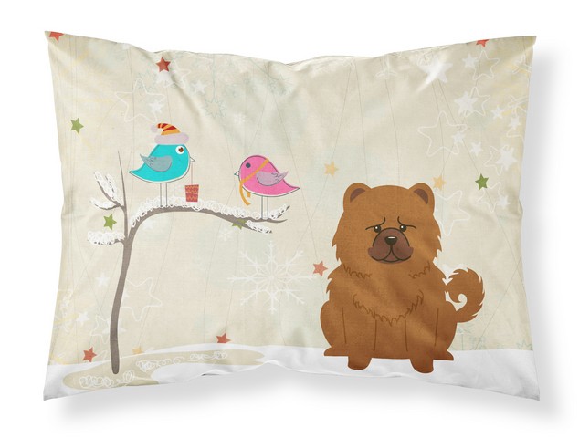 Christmas Presents Between Friends Chow Chow Red Fabric Standard Pillowcase