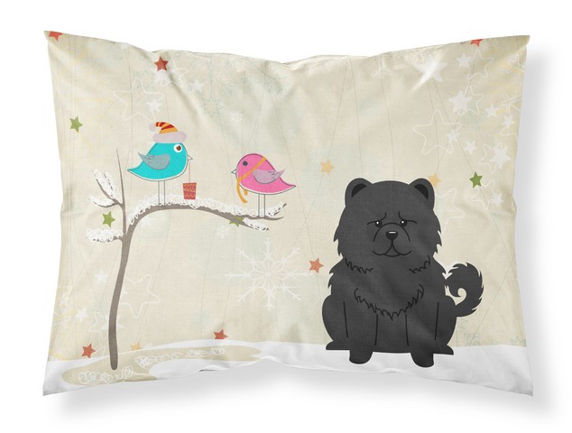 Christmas Presents Between Friends Chow Chow Black Fabric Standard Pillowcase 20.5 x 0.25 x 30 in.
