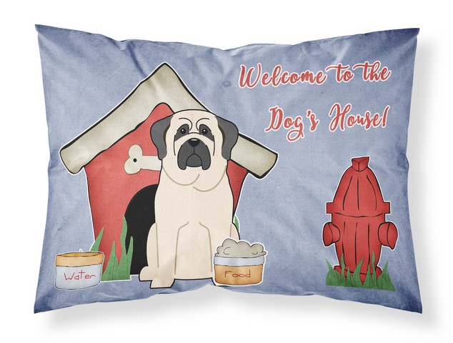 BB2771PILLOWCASE Dog House Collection Mastiff White Fabric Standard Pillowcase, 20.5 x 0.25 x 30 in.