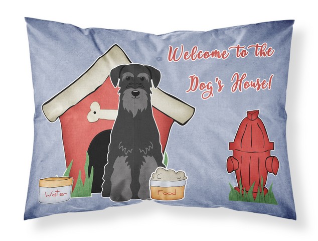 BB2786PILLOWCASE Dog House Collection Standard Schnauzer Black Fabric Standard Pillowcase, 20.5 x 0.25 x 30 in.