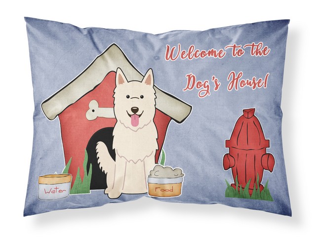 BB2799PILLOWCASE Dog House Collection White German Shepherd Fabric Standard Pillowcase, 20.5 x 0.25 x 30 in.