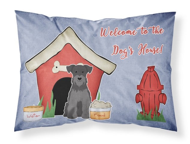 Dog House Collection Miniature Schanuzer Black Fabric Standard Pillowcase
