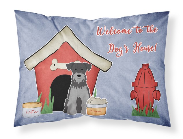 BB2806PILLOWCASE Dog House Collection Miniature Schanuzer Black Silver Fabric Standard Pillowcase, 20.5 x 0.25 x 30 in.