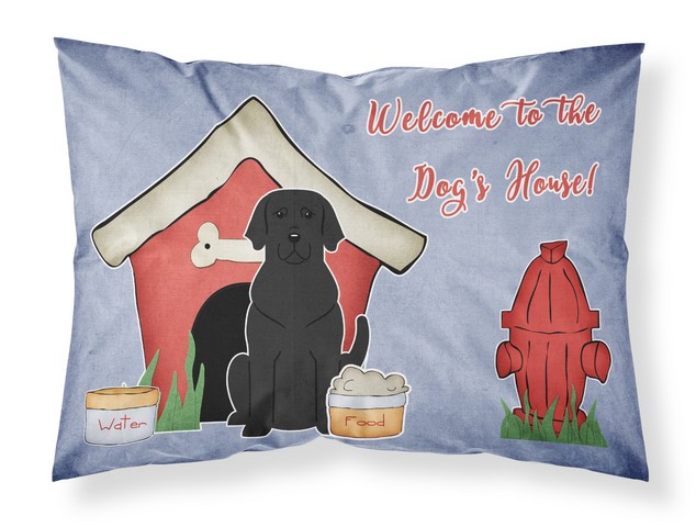 BB2811PILLOWCASE Dog House Collection Black Labrador Fabric Standard Pillowcase, 20.5 x 0.25 x 30 in.