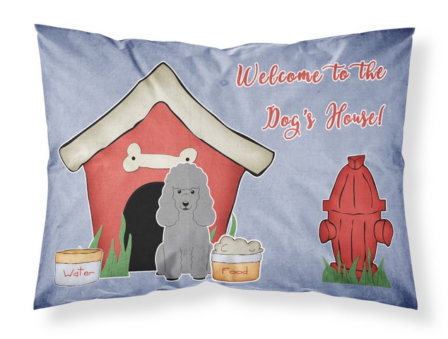 Dog House Collection Poodle Silver Fabric Standard Pillowcase