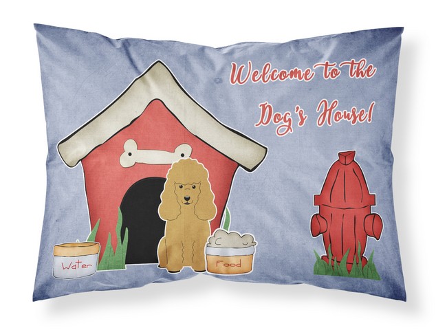 Dog House Collection Poodle Tan Fabric Standard Pillowcase