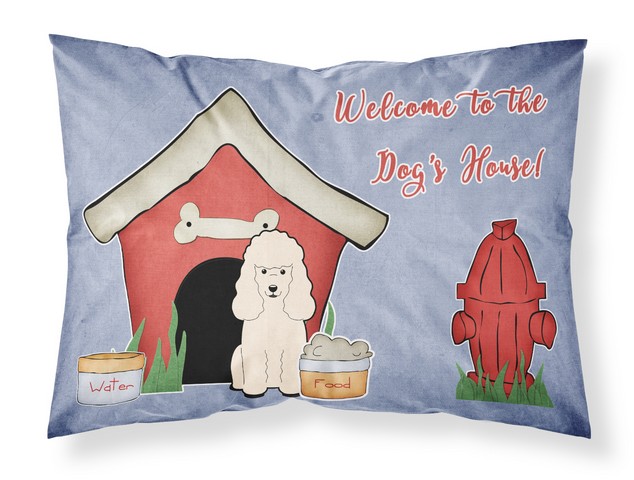BB2824PILLOWCASE Dog House Collection Poodle White Fabric Standard Pillowcase, 20.5 x 0.25 x 30 in.