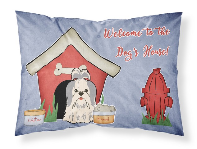 Dog House Collection Shih Tzu Silver White Fabric Standard Pillowcase