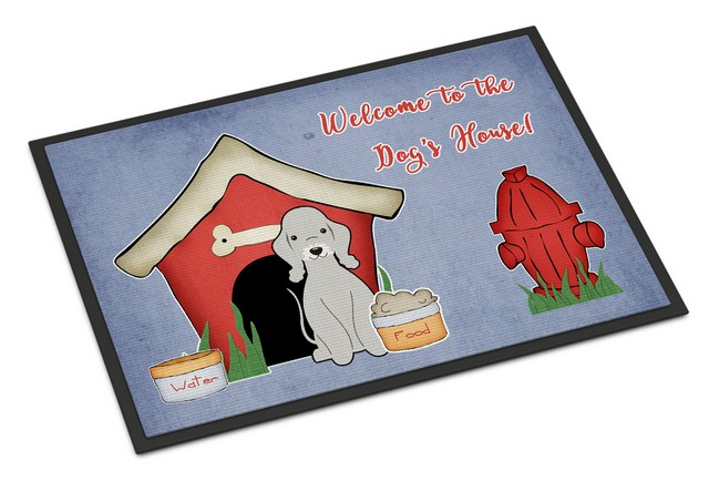 Dog House Collection Bedlington Terrier Blue Indoor or Outdoor Mat - 18 x 0.25 x 27 in.