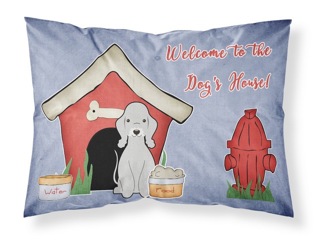 BB2844PILLOWCASE Dog House Collection Bedlington Terrier Blue Fabric Standard Pillowcase, 20.5 x 0.25 x 30 in.