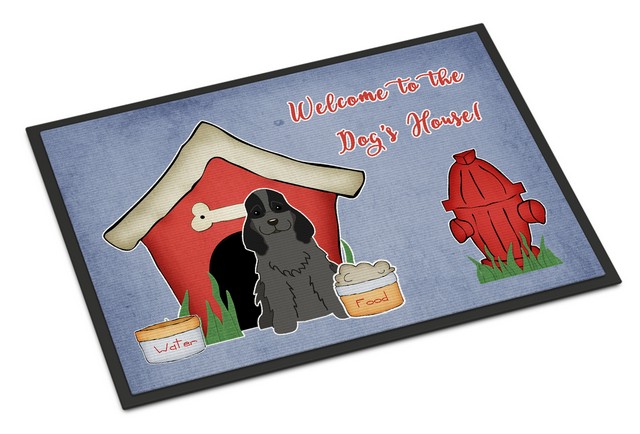 Dog House Collection Cocker Spaniel Black Indoor or Outdoor Mat